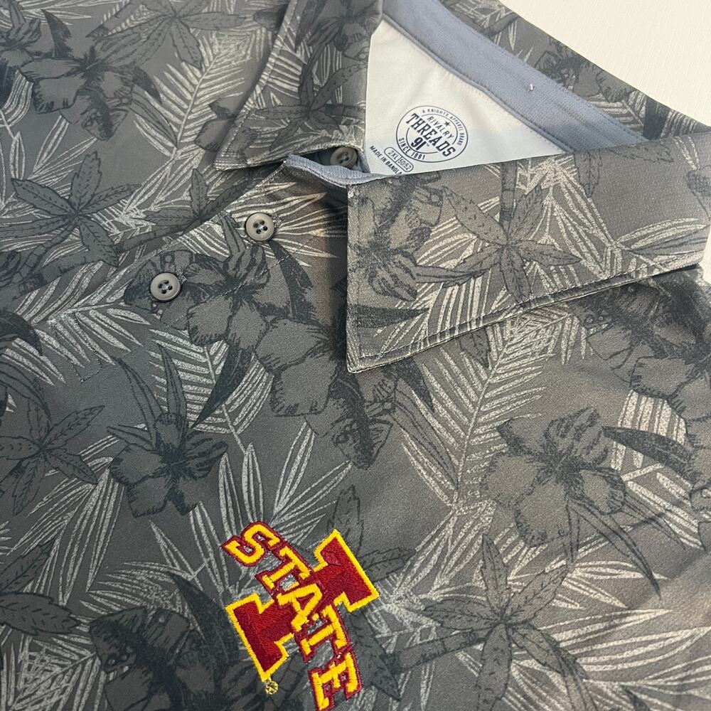 Iowa State Cyclones Polo Shirt Mens 2XL Gray Rivalry Threads 91 NCAA Football